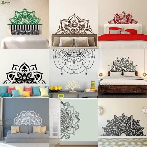 Half Mandala Wall Stickers Waterproof Vinyl Bedroom Livingroom Decals Boho Mandala Flower Decoration Mandala Style Murals HY9992