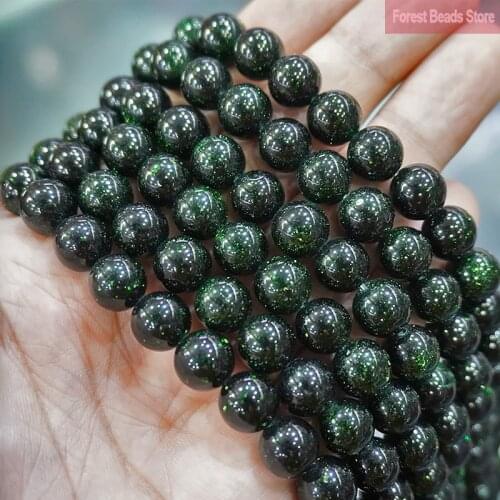 Natural Stone Dark Green SandStone Loose Round Beads 15" Strand 4 6 8 10 12MM Pick Size for Jewelry Making Diy Bracelet Necklace