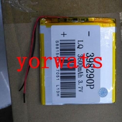 New Hot A Rechargeable Li-ion Cell 3.7V polymer lithium battery 398290 3600mAh PAD Tablet PC PSP game player