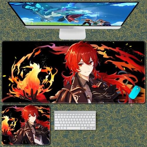 New for Game Genshin Impact Gaming Mouse Pad Mat Zhongli Diluc Jean Lisa Ergonomic Rubber Mousepad Cosplay Props Christmas Gift