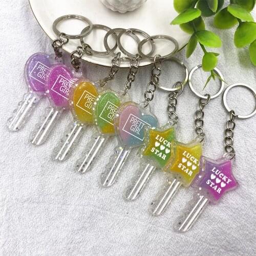 New Women/Mens Fashion Handmade Resin Color star key Key Chains Key Rings Alloy Charms Gifts Wholesale