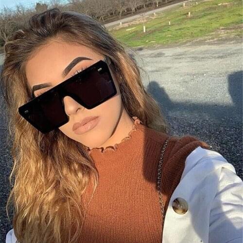 Oversized Square mirror sun glasses Men women Fashion Brand Big Frame Flat Top Sunglasses Female Vintage Black Shades woman