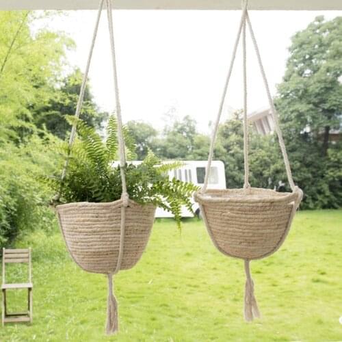 Natural Seagrass Hanging Planter Basket, Eco-Friendly Indoor Plant Pots, Plant Pot Cover, 9.85 x 6.3Inch