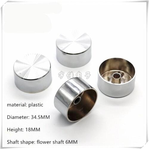 2 Piece 34.5*18mm silver plating plastic knob potentiometer rotary encoder volume switch knob suitable for flower shaft 6MM