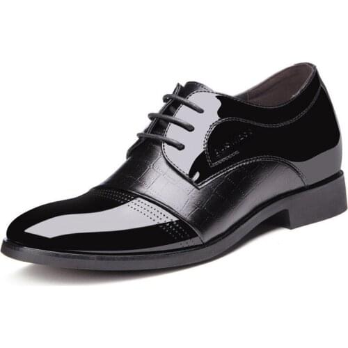 Height Increasing Men Patent Leather Elevator Dress Shoes Men Brand Derby Elegant Formal Shoes Men Office Wedding Suit Shoes Man