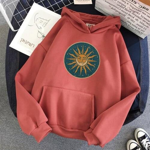 Winter Harajuku Oversize Ladies Gothic Loose Sweatshirt Streetwear Hoodies Sun And Moon Hoodie Vintage Women Hooded Sweatshirt