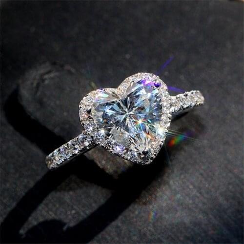 Modyle Heart Rings for Women Silver Color Wedding Engagement Bridal Jewelry Cubic Zirconia Stone Elegant Ring Accessories