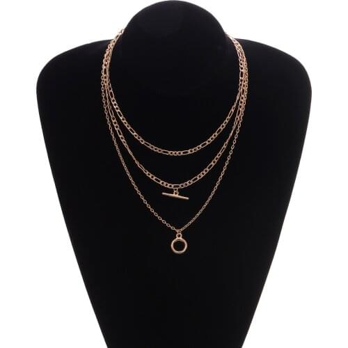 Simple Geometric Circle Tassel Multilayer Chain Necklace Women Fashion Personality Gold Silver Color Exquisite Chokers Necklaces