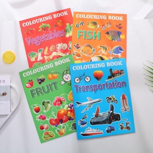1 Pcs Baby Coloring Book Children Montessori Coloring Book Picture Book Graffiti Fruit Book Stick Figure Preschool Painting Book