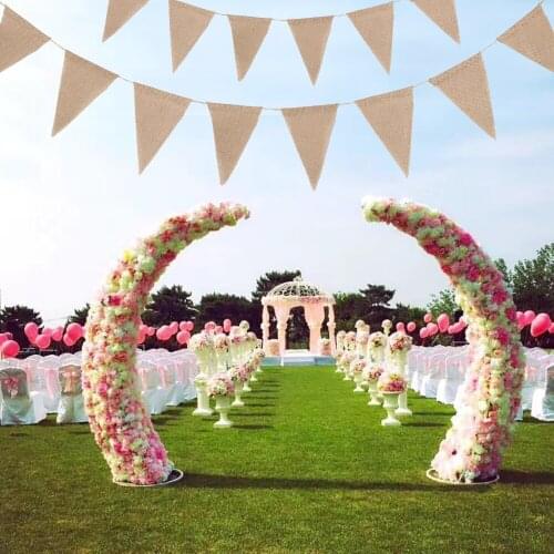 10M 48Flags Vintage Jute Hessian Burlap Bunting Banner Wedding party Photography Props Celebration Party Decoration Banner