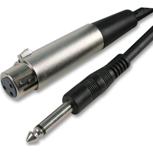 2m 3 pin XLR Female Socket to Mono 6.35mm Jack Plug Cable Lead Ideal PA Systems