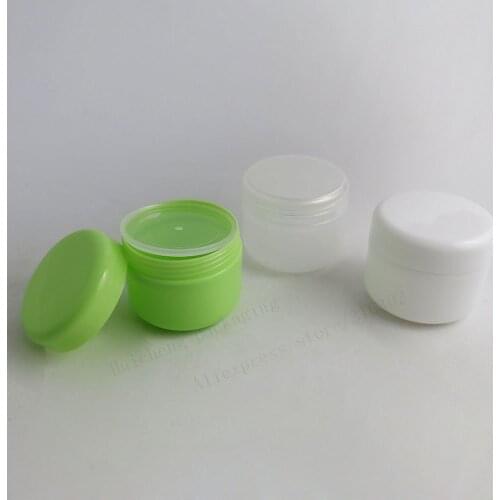 30 x 50G Travel Empty Green White Clear PP Cosmetic Cream Jar Pot 50cc Cosmetic Containers