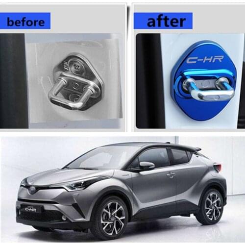 FLYJ 4PCS Car Door Lock Buckle cover t Door Lock cover protector Buckle For Toyota CHR C-HR car styling