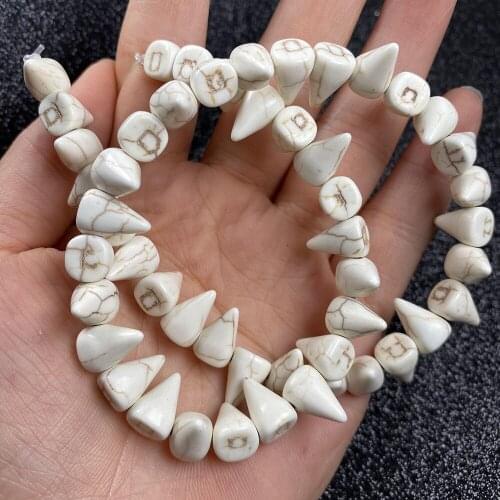 50pcs Natural Stone Beads Tower Shape White Turquoises Beads for Jewelry Making DIY Bracelet Necklace Accessories Size 8x12mm