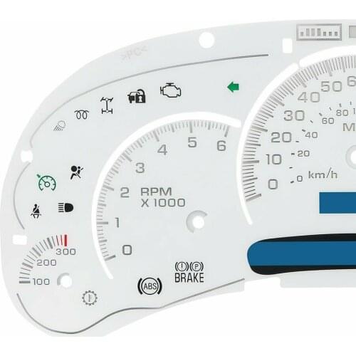 White Gauge Face for GM Silverado Sierra Tahoe Overlay LED Version Trans Temp