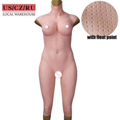 Bodysuit Generation 7th Silicone Fake Pussy Vagina Bodysuit For Crossdressing Fake Boobs Shemale Transgender Drag Queen Tit