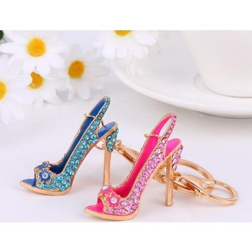 High Heel Shoe Keychain Rhinestone Crystal Purse Car Key Chain Bag Decorative Alloy Keyring Bag Key Accessory creative gift