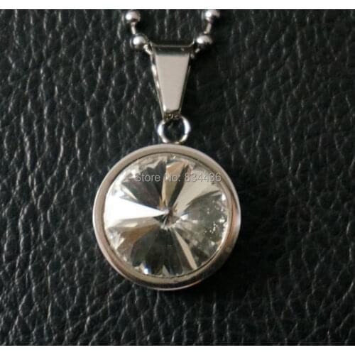 Free shipping top quality women men 316L stainless steel round shape pendant necklace chain lovers' jewelry gift free ball chain