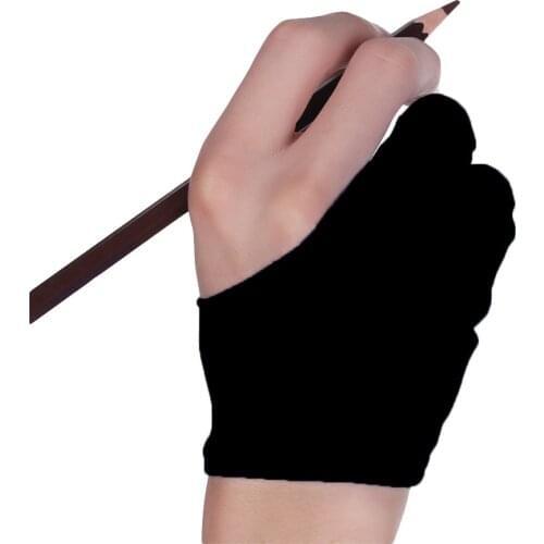 Black 2 Finger Anti-fouling Glove,Both For Right And Left Hand Artist Painting Mittens For Any Graphics Drawing Tablet Glove