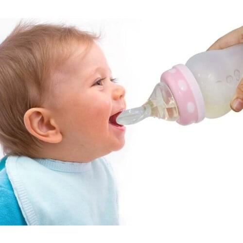 Infant Silica Gel Feeding Bottle With Spoon Newborn Baby Kids Food Supplement Rice Cereal Bottles and Milk Bottle 2 Use In 1