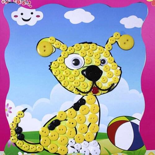 Kids DIY Button Stickers Handmade Childrens Button Picture Puzzle Creative Painting kIT Children Early Educational