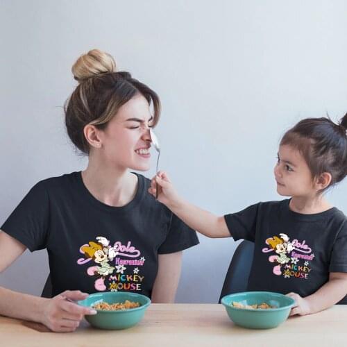 Disney Adult Unisex Series Fashion Casual Style Minnie Mouse Cartoon Printing Outdoor Kawaii Trend Dropship Harajuku O-Neck Top