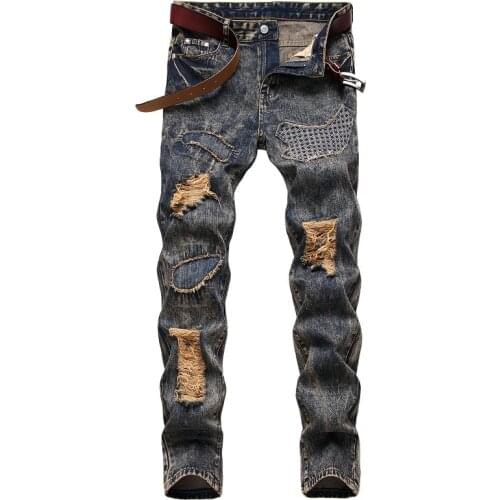 Denim Designer Hole Jeans High Quality Ripped For MenS Size 28-38 40 42 2021 Autumn Spring HIP HOP Punk Streetwear