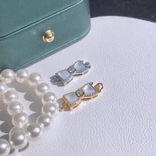 Nice Quality S925 Sterling Silver Bow Knot Shape Pendant Necklace Bracelet Clasp Hook NO PEARLS 5pcs/lot