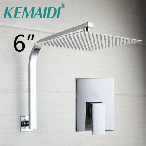 KEMAIDI Brass Rainfall Waterfall Shower Head Rain Wall Mounted Bathtua Shower Faucets Set Shower System Chrome Mixer Taps