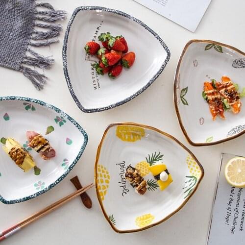 2PCs/Set Nordic Ceramic Plates Personality Home Restaurant Fruit Breakfast Cereal Sushi Creative Simple Tableware Ceramic Plates