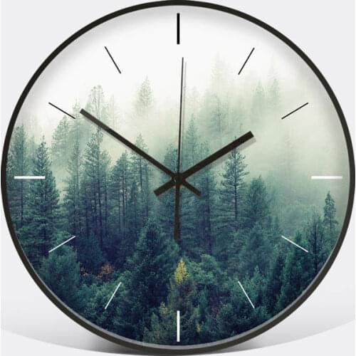 Brief small fresh green plant wall clock Rural Scenery Forest Wall Clock Home decoration
