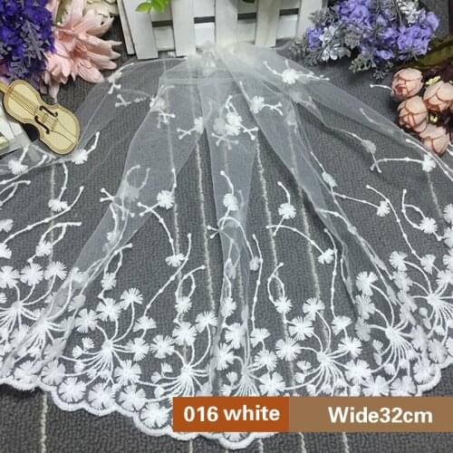 32CM Width Lace Fabric Cotton Embroidered Sewing Supplies Ribbon Lace Trim Dress DIY Garment Curtains Accessories