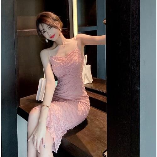 2021 Summer Midi dresses women Sexy Lace Dress Women Spaghetti Strap Dresses Female High Waist Sheath Club Dress party dress