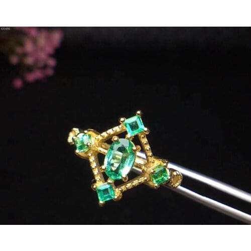 The Best Wedding Gift Natural Emerald ring 925 sterling silver Fine jewelry For men or women