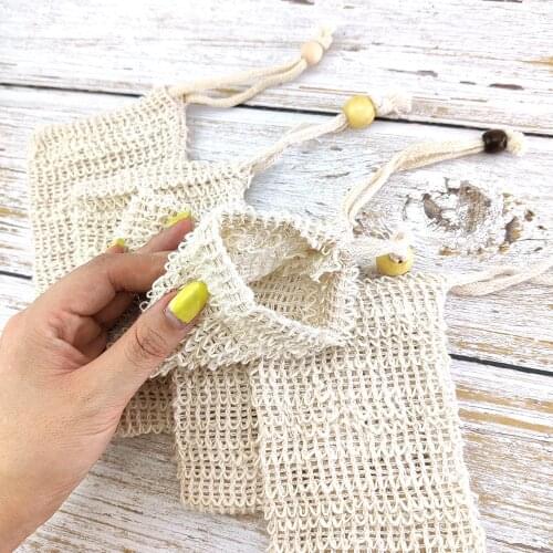 4pcs Sisal Hemp Soap Bag Blister Ramie Mesh Soap Storage Bags Foam Maker Double-layer Net Bags Foaming Easy Bubble Soap Holder