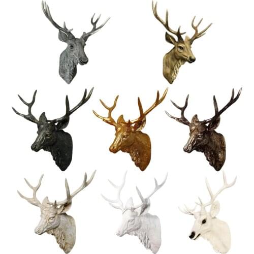 Fashion 3D Animal Deer Head with Antlers Art Home Office Wall Hanging Decoration Housewarming Gift Craft Home Door Decor