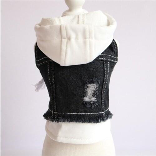 Fashion Dog Hoodie Denim Small Dog Coat Jeans Puppy Jacket Black Ropa Para Perro Winter Clothes For Teddy Siberian Pup Bichon