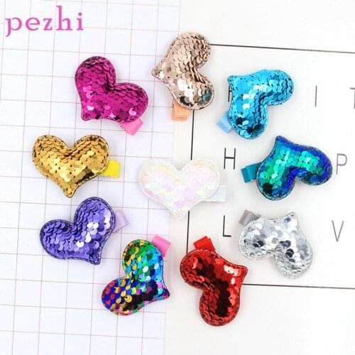 Fashion fish scale sequins love pattern can be turned double color cute hair clip children Liu seaside clip girl baby cartoon ha