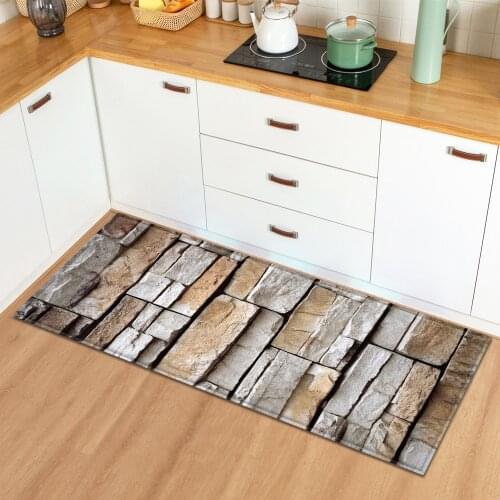 Marble Kitchen Carpet Absorbent Mat Doormat for Entrance Door 3D Wood Grain Pattern Bedroom Hallway Long floor mat Anti-Slip Rug