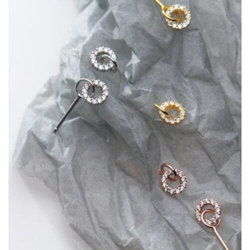 2021 New Korean Simple Style Round Earrings Fashion Women CZ Zircon Geometric Earrings Charm Womens Daily Party Jewelry