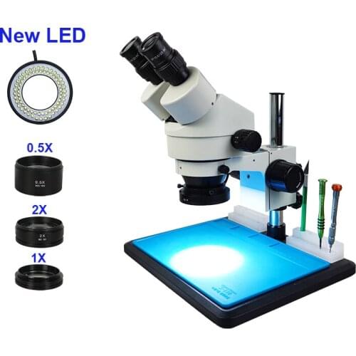 New LED Light 3.5-90x Simul-Focal Continuous Zoom Binocular Stereo Soldering Microscope Barlow Lens Phone PCB Repair Tool