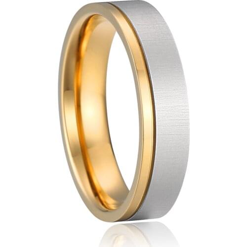 Mens wedding ring for male jewelry two tone bicolor titanium stainless steel hand finger ring man bijoux bague homme femme