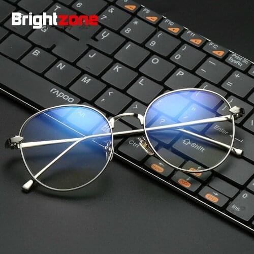 Brightzone Retro Glass Fashion Round Gaming Glasses Literature Blue Light Blocking Spectacle Frame Computer Technology Metal