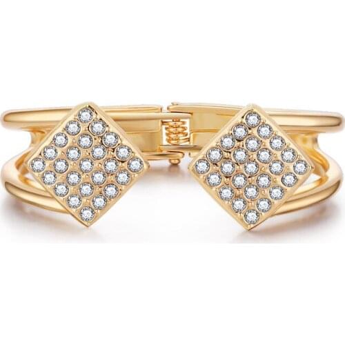 ORNAPEADIA Popular Bracelet for Women Fashion OL Simple Gold-plated Open Bracelet Ladies Diamond Hollow Wholesale Bangles