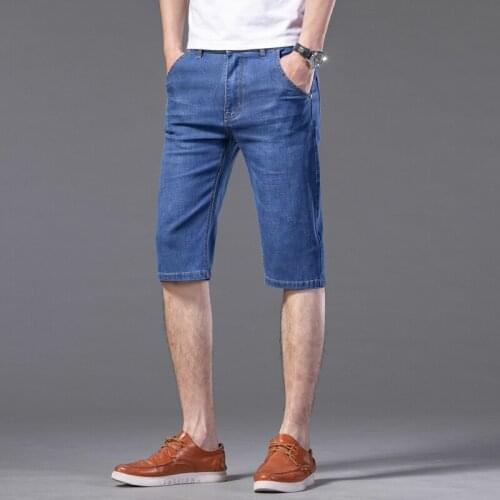 Mens Shorts Summer Denim Shorts Men Jeans Pants Slim Fit Light Blue Casual Denim Shorts Men Clothing Jeans Men Size 28-40