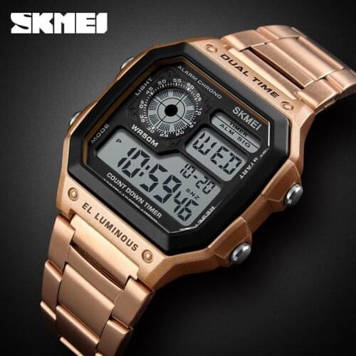 Skmei Fashion Trend Mens Business Multifunction WatchTable Outdoor Sports Personality Square Digital Display Electric Watch