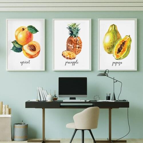 Modern Canvas Art Fruit Watercolors Foods Posters Apricot Print Painting Kitchen Home Decoration Wall Pictures For Dining Room