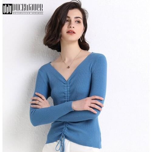 Duckwaver V Neck Sweater Knitted Fashion Womens Sweaters Winter Tops For Women Pullover Jumper Pull Femme Hiver Truien Dames