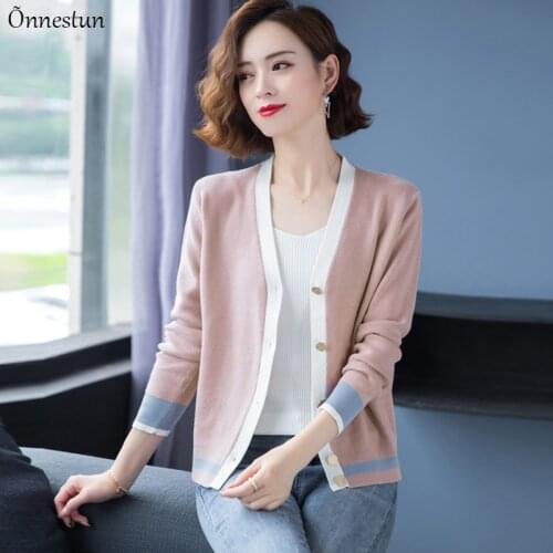 Patchwork Sweater Women Autumn Long Sleeve Sweater For Women Cardigan Outerwear Single-breasted Knitwear Cardigans