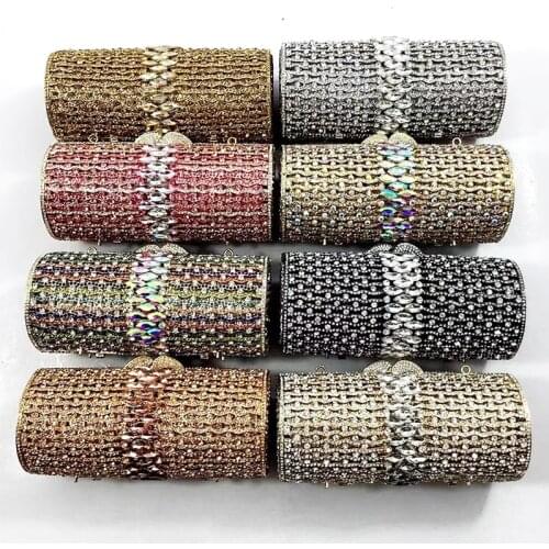 2021 Champagne/Gold/Silver 8 Colors Evening Clutches Rhinestone Diamond Party Prom Shoulder Handbags Crystal Small Dinner Purses